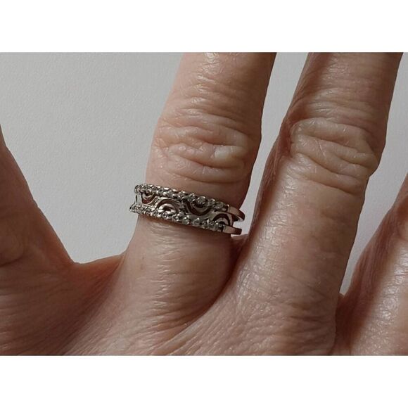 1Ct. Genuine Diamond Simulant Filigree Band Ring Sz 8 - Picture 6 of 6